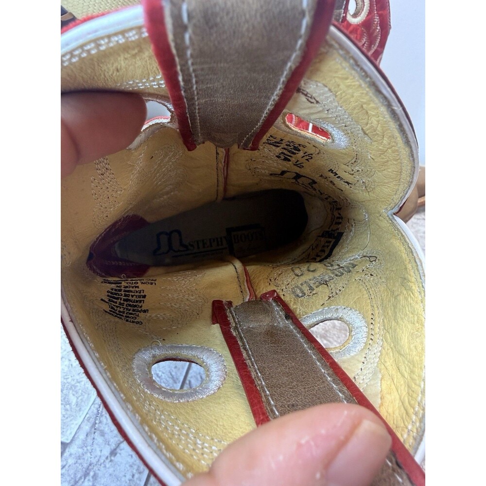 Stephy Big Girl Cowgirl Boots Boots By Lamas Square Toe Brown Leather US 5.5 - Picture 10 of 16